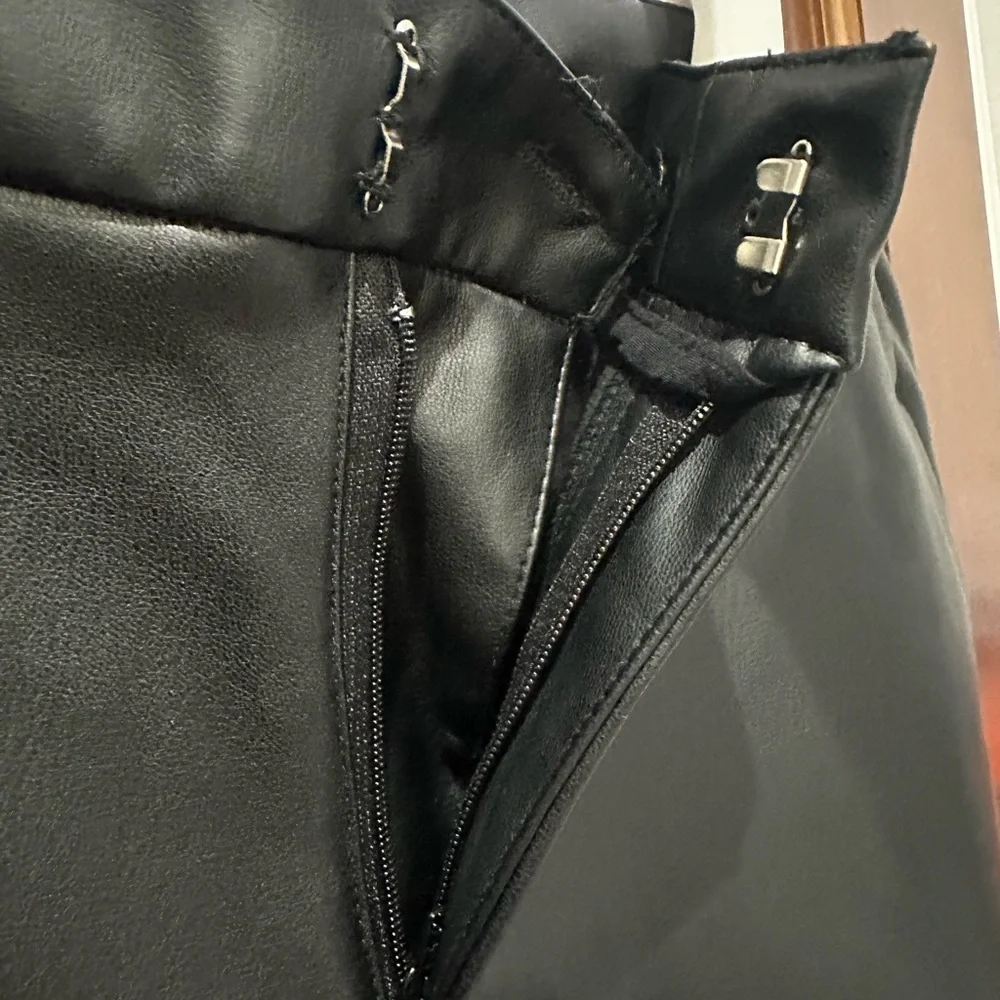 Black Faux Leather Trousers - Picture 5 of 13